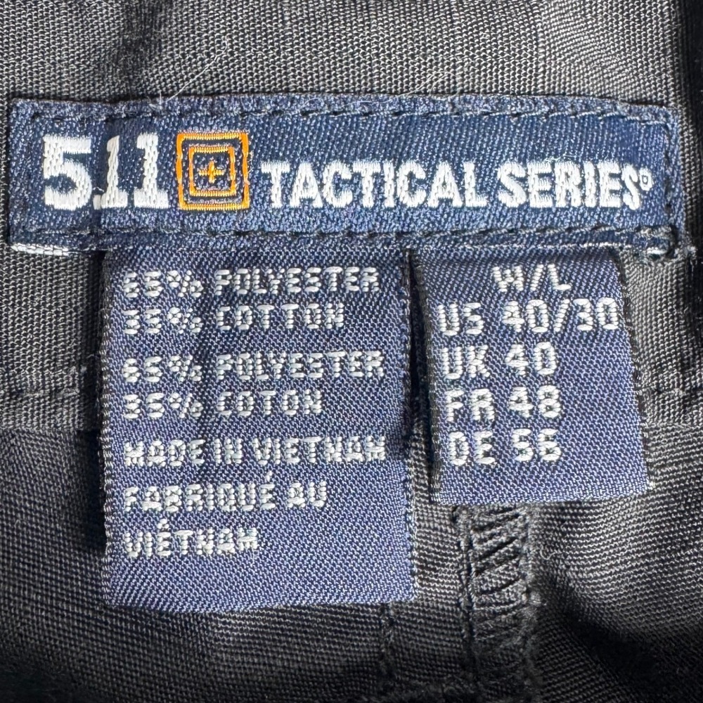 5.11 Tactical Taclite Pro Pants Mens 40x30 Black Ripstop Cargo Work Trousers - Picture 7 of 8